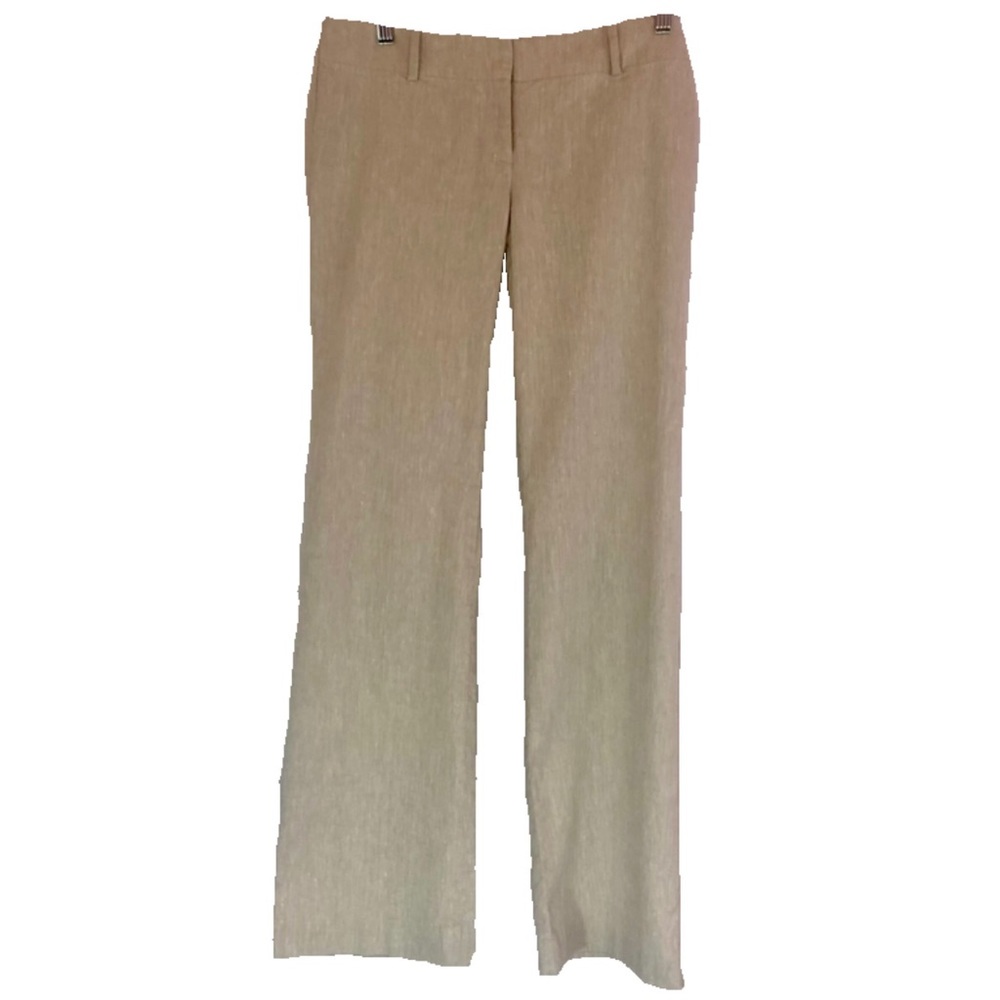 Ann Taylor Wide Leg Linen Blend 31.5" Inseam Trousers in Beige, Size 0